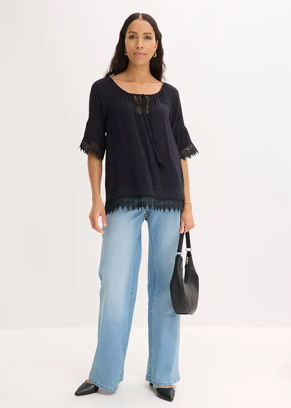 Tunique &agrave; dentelle en viscose douce, bonprix