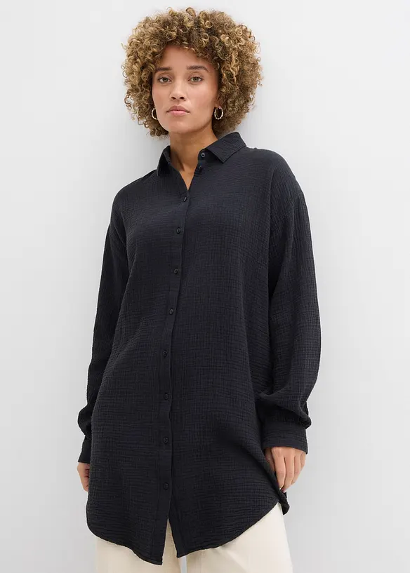 Chemisier long oversize en gaze de coton, bonprix