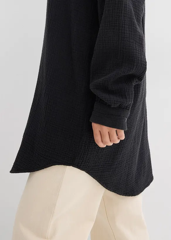 Chemisier long oversize en gaze de coton, bonprix