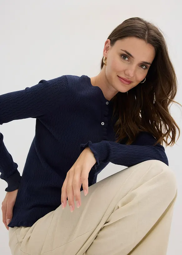 Gilet en maille ajour&eacute;e, bonprix