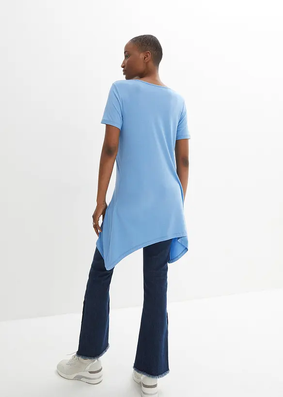 T-shirt long &agrave; pans et imprim&eacute; papillon, bonprix