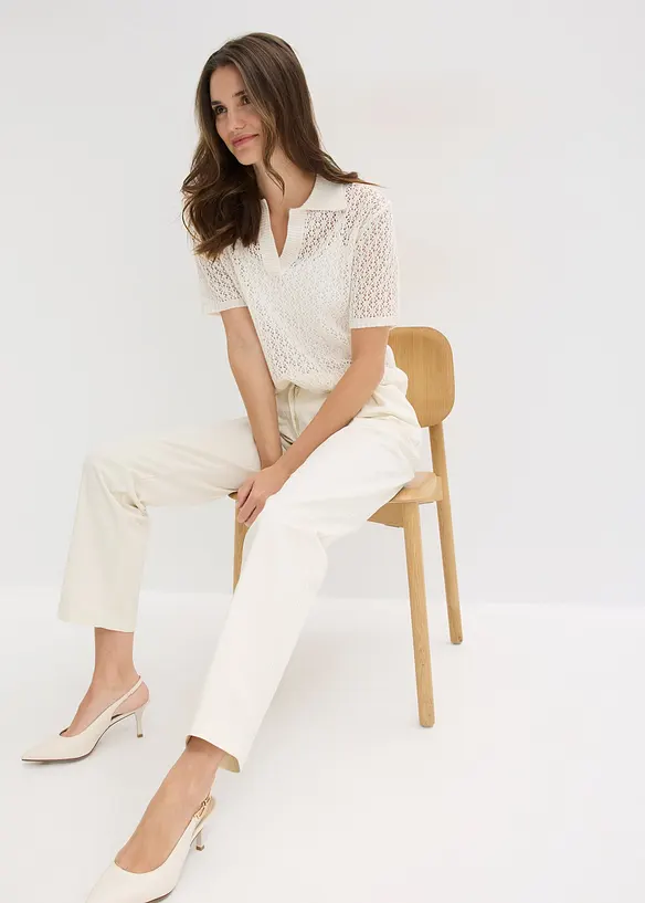 Pantalon paper bag 100% coton, bonprix