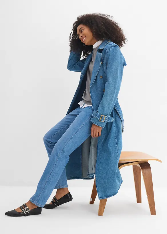 Jean droit taille mi-haute, extensible, bonprix