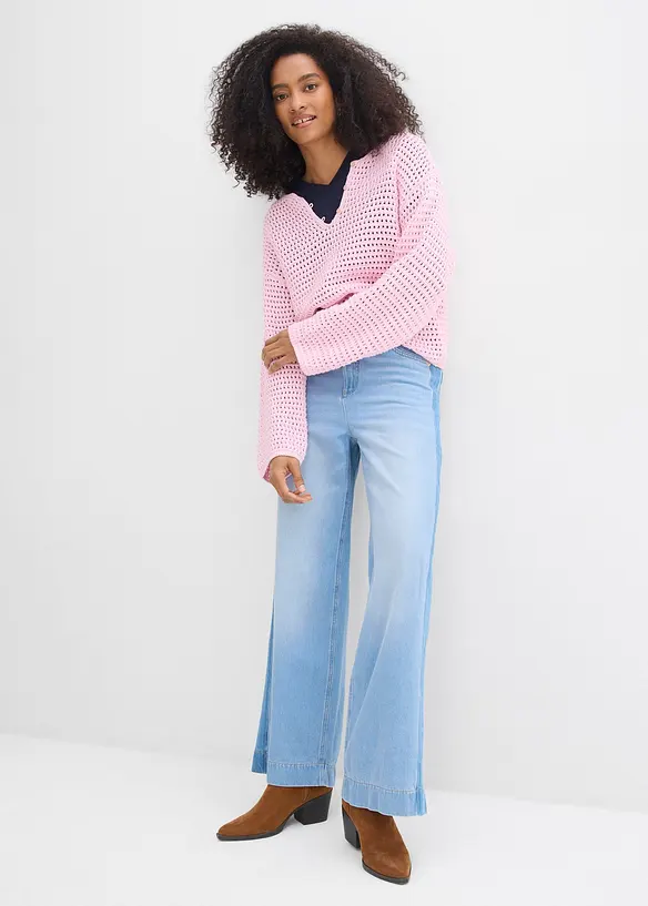 Jean large taille haute, coton, bonprix