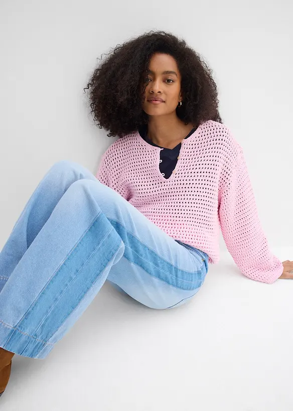 Jean large taille haute, coton, bonprix