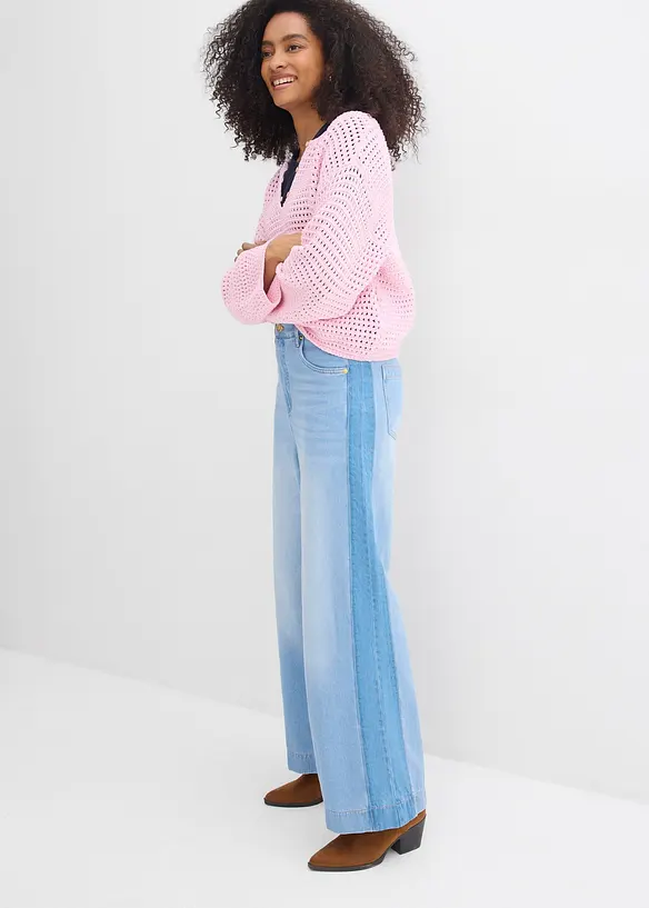 Jean large taille haute, coton, bonprix