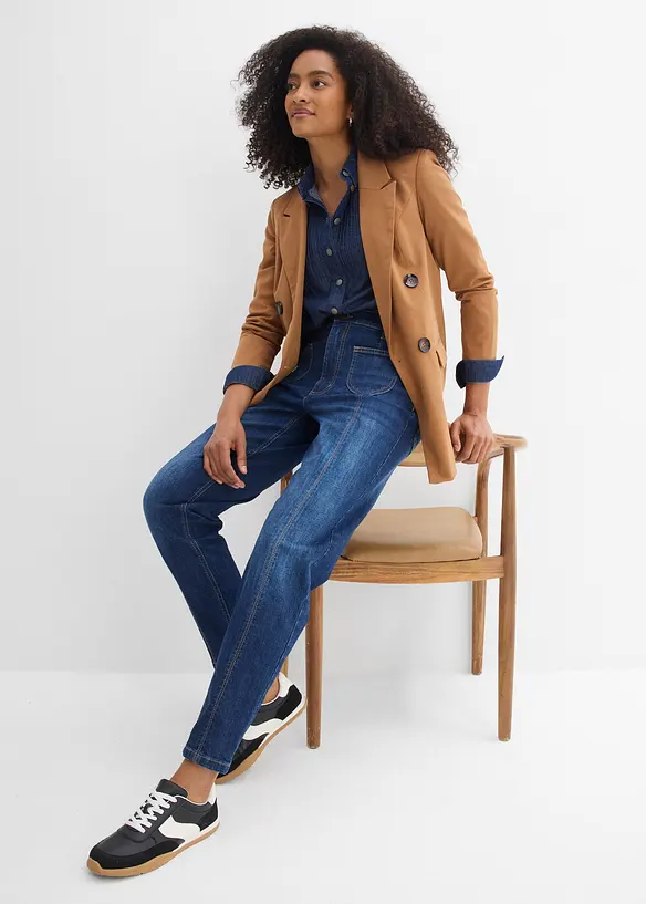 Jean mom taille haute, raccourci, bonprix