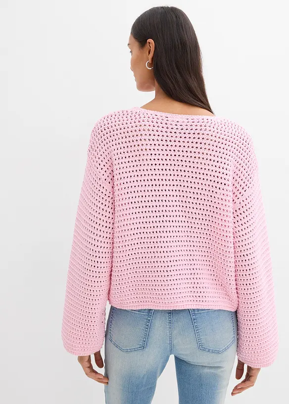 Pull ajour&eacute; oversize 100% coton, bonprix