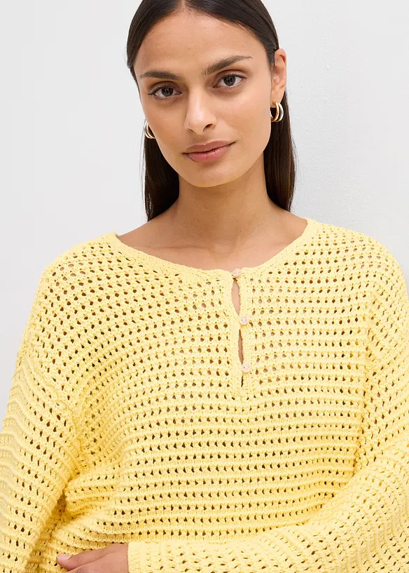 Pull ajour&eacute; oversize 100% coton, bonprix