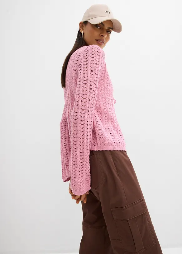 Gilet en maille ajour&eacute;e, bonprix