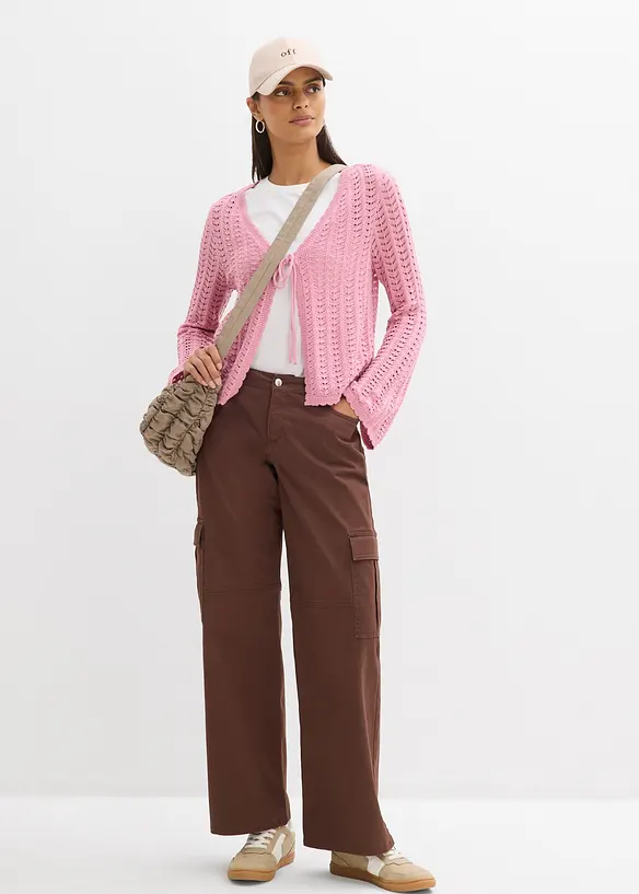 Gilet en maille ajour&eacute;e, bonprix