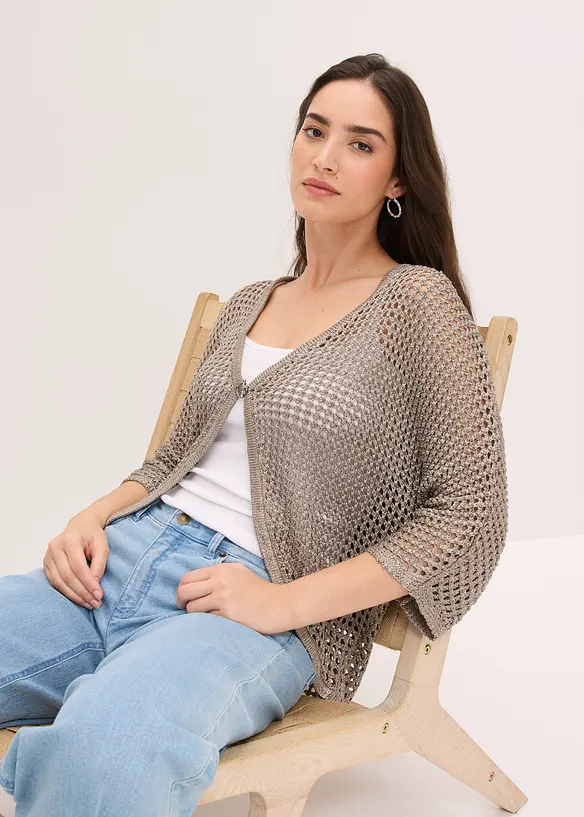 Gilet en maille ajour&eacute;e, bonprix