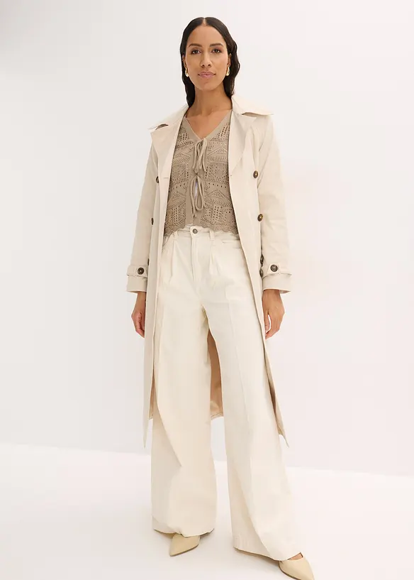 Gilet en maille ajour&eacute;e &agrave; nouer, bonprix