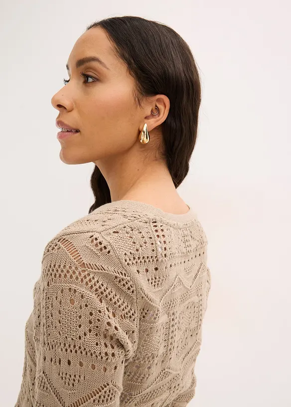 Gilet en maille ajour&eacute;e &agrave; nouer, bonprix