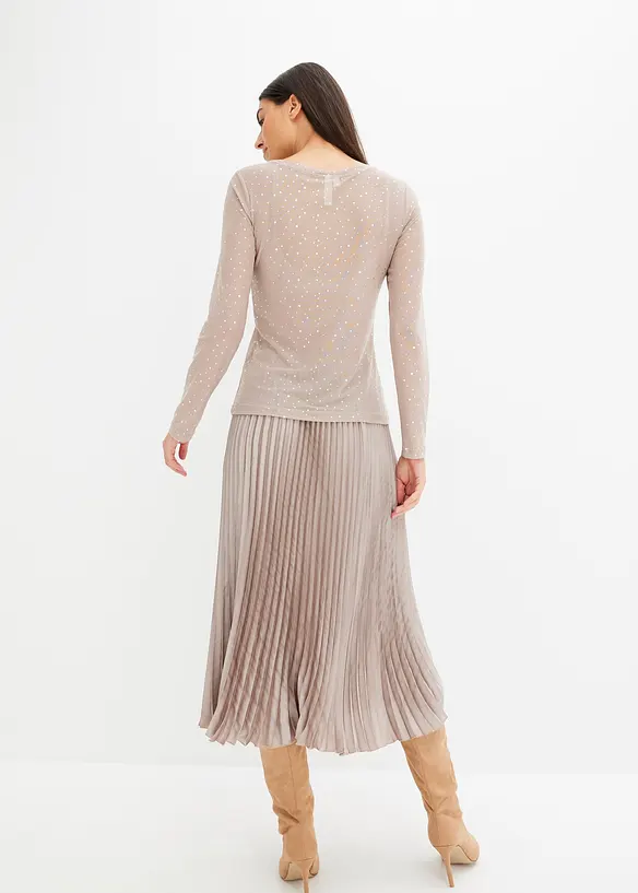 T-shirt manches longues en mesh brillant, bonprix