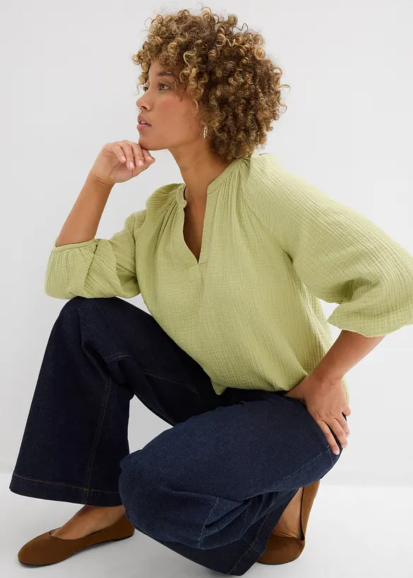 Blouse oversize en gaze de coton, bonprix