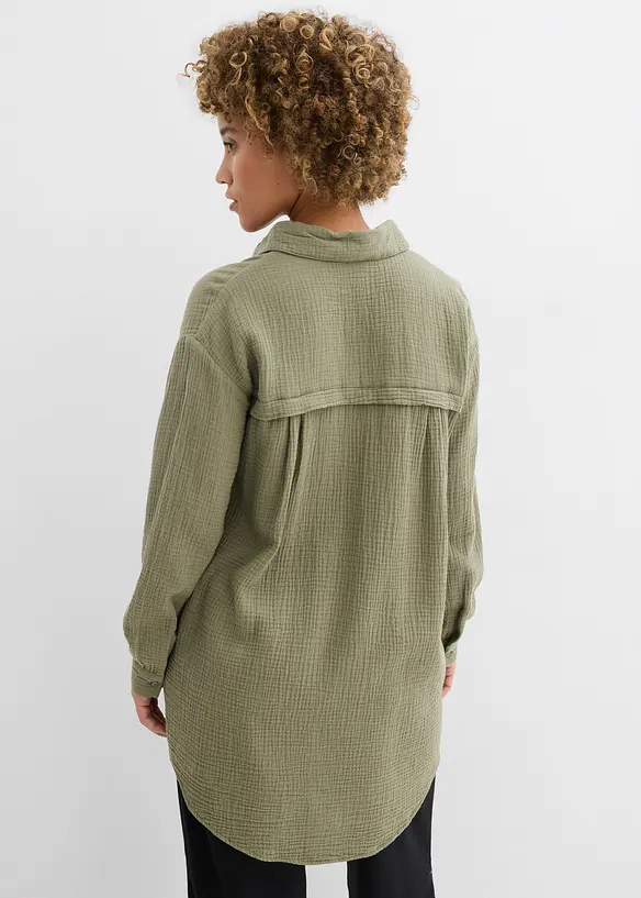Chemisier long oversize en gaze de coton, bonprix