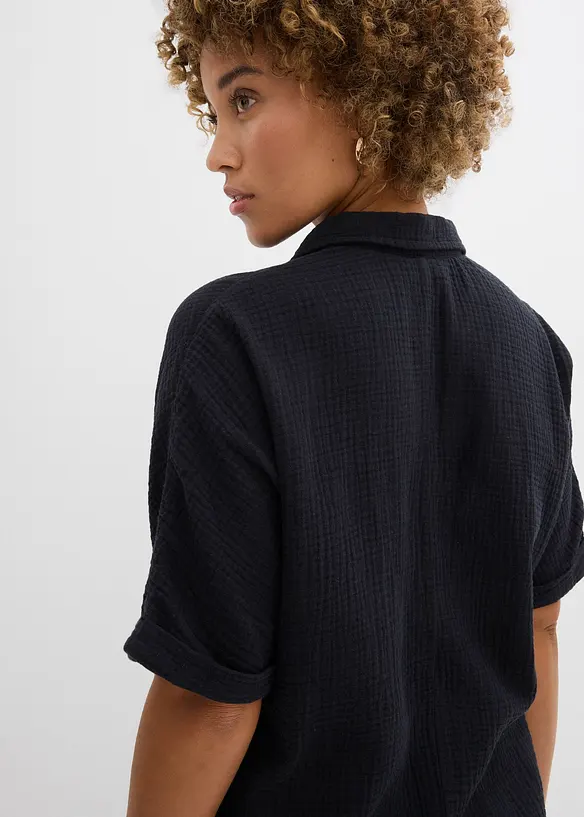 Chemisier long, oversize et doux en gaze de coton, bonprix