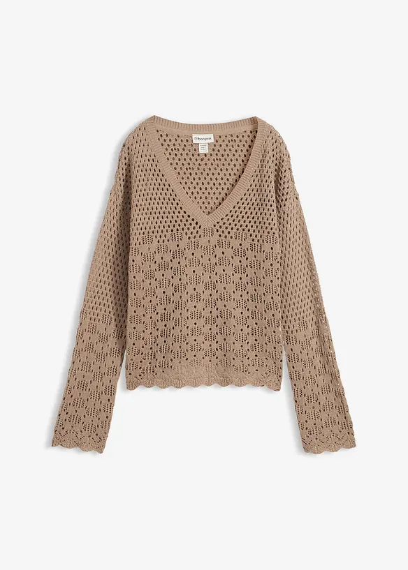 Pull l&eacute;ger en maille ajour&eacute;e, bonprix