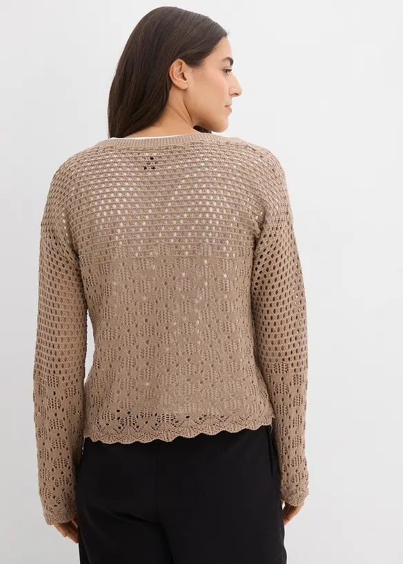Pull l&eacute;ger en maille ajour&eacute;e, bonprix
