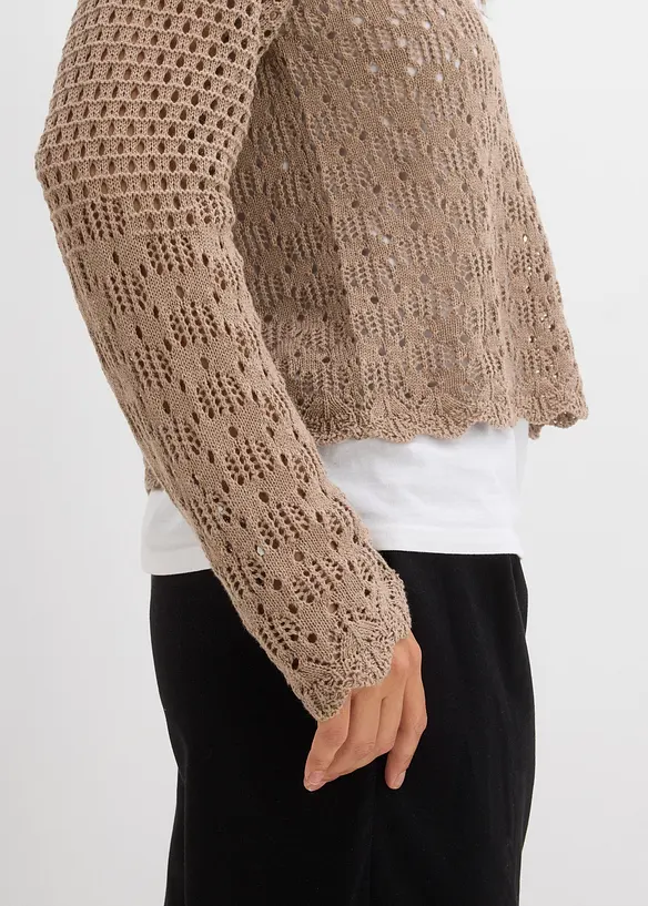 Pull l&eacute;ger en maille ajour&eacute;e, bonprix