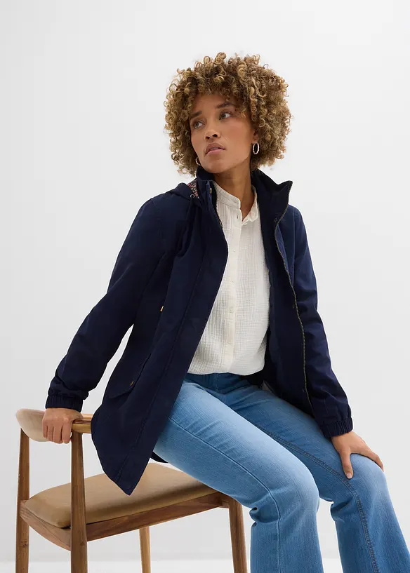 Parka de mi-saison en coton avec capuche imprim&eacute;e, bonprix