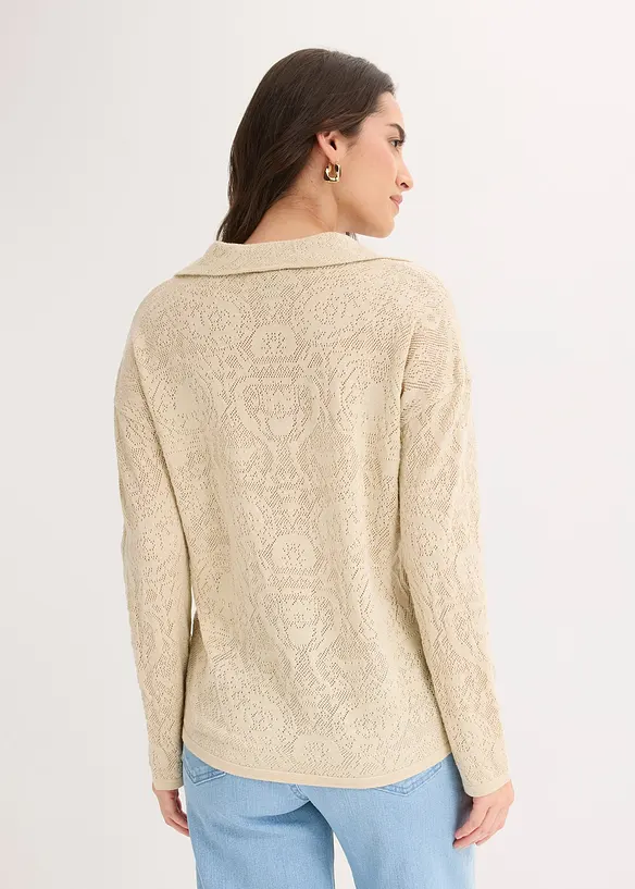 Gilet en maille ajour&eacute;e avec fil brillant, bonprix