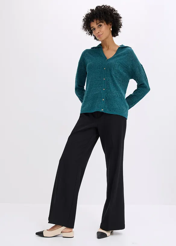 Gilet en maille ajour&eacute;e avec fil brillant, bonprix