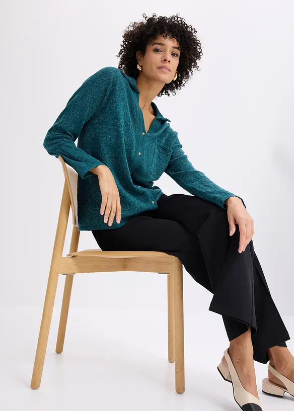 Gilet en maille ajour&eacute;e avec fil brillant, bonprix