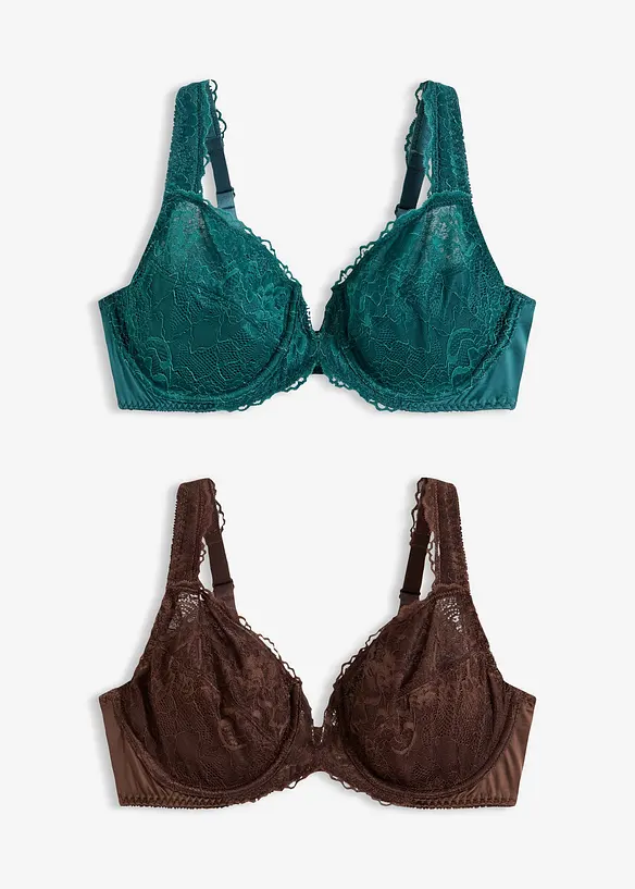 Lot de 2 soutiens-gorge &agrave; armatures, d&eacute;tails brillants, bonprix