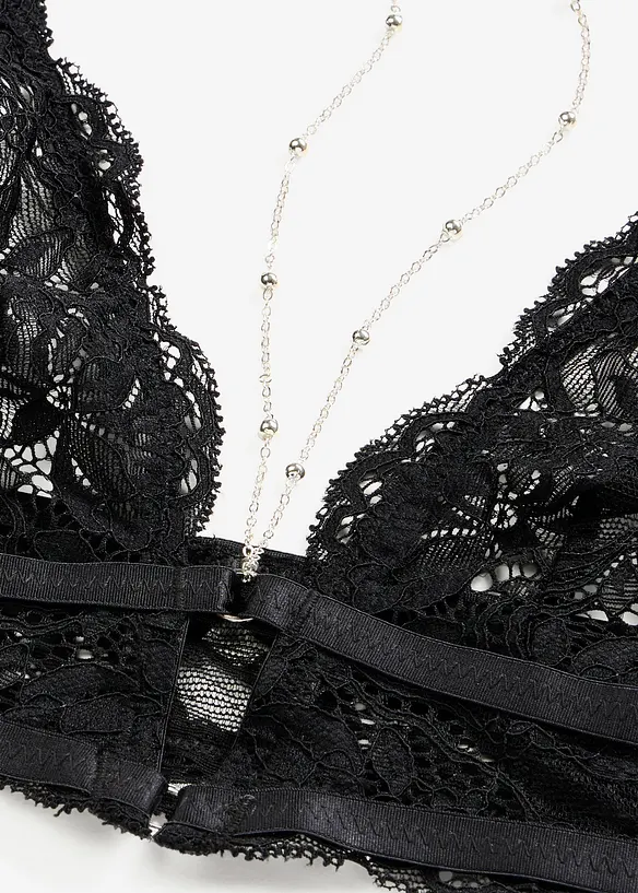 Soutien-gorge et string &agrave; lani&egrave;res ouvert (ens. 2&nbsp;pces), bonprix