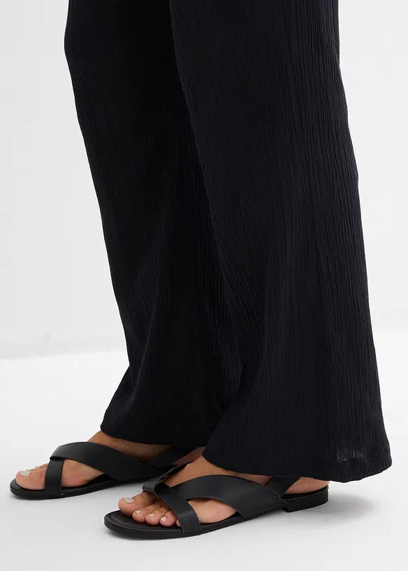 Pantalon large, effet froiss&eacute;, bonprix
