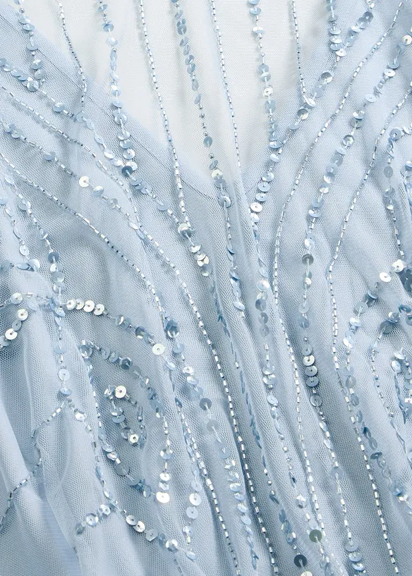 Robe longue en tulle fin avec sequins brod&eacute;s, bonprix