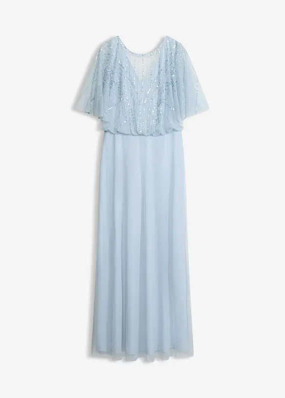 Robe longue en tulle fin avec sequins brod&eacute;s, bonprix