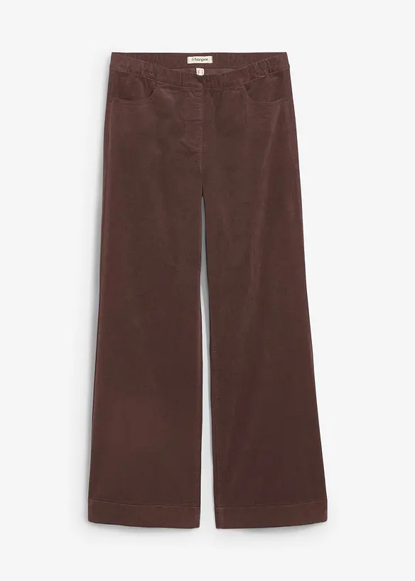 Pantalon large en velours c&ocirc;tel&eacute;, taille haute, bonprix