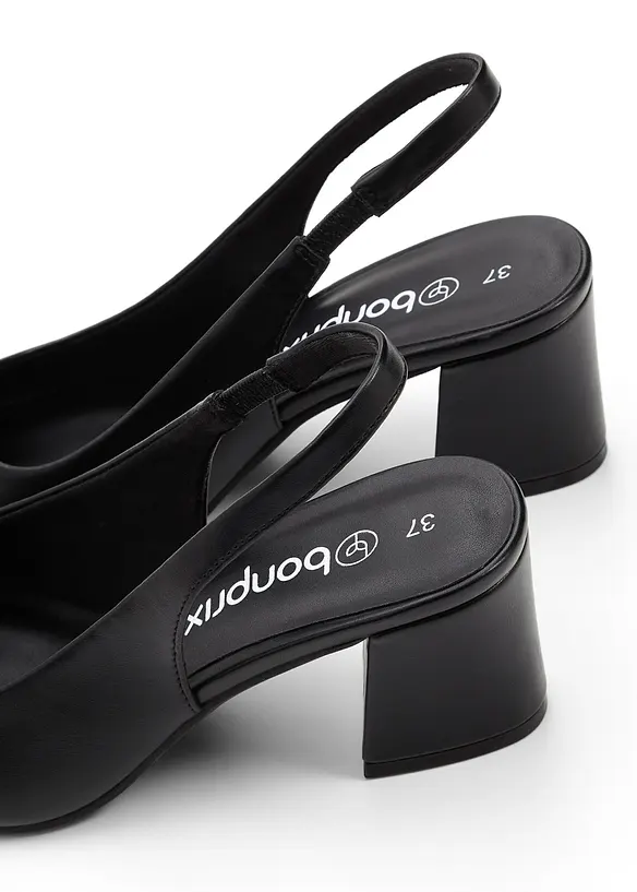 Escarpins slingback &agrave; talon carr&eacute;, bonprix