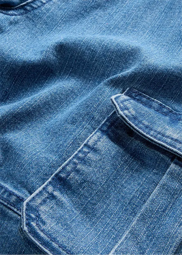 Bermuda cargo en jean &agrave; taille &eacute;lastiqu&eacute;e, loose, bonprix