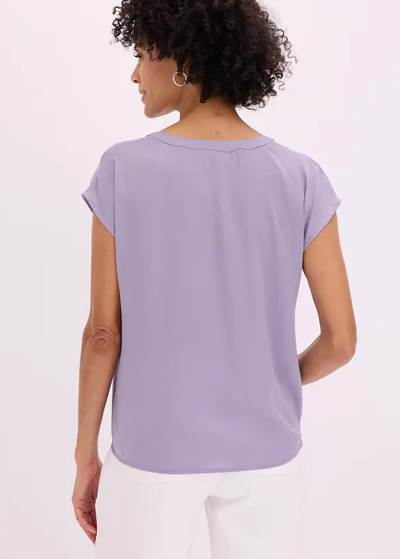 Blouse manches courtes ample en satin avec &eacute;paules descendues, bonprix