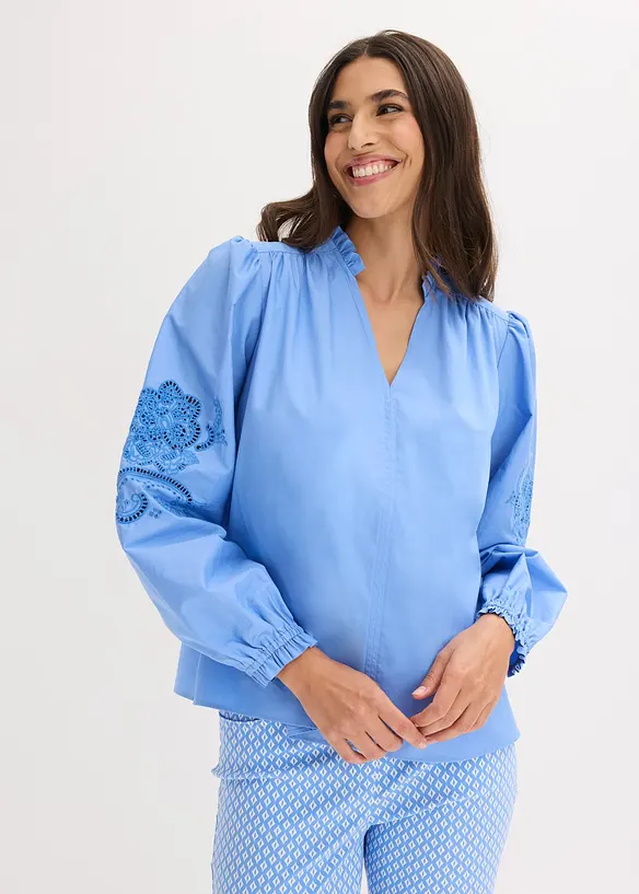 Tunique en coton &agrave; broderie ajour&eacute;e, bonprix