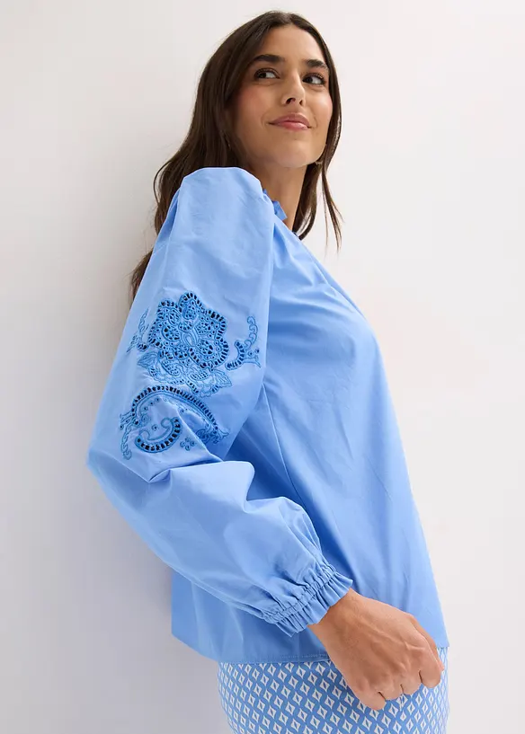 Tunique en coton &agrave; broderie ajour&eacute;e, bonprix