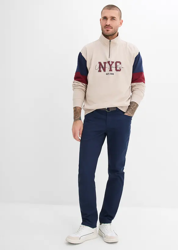 Pantalon extensible regular avec ceinture, droit, bonprix