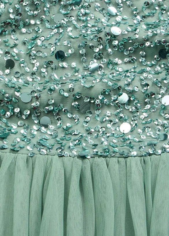 Robe de soir&eacute;e en tulle avec haut brod&eacute; de sequins, bonprix
