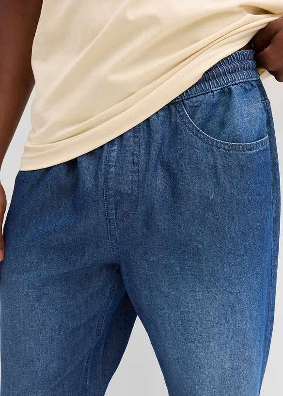Lot de 2 jeans classiques &agrave; taille &eacute;lastiqu&eacute;e en denim estival, bonprix