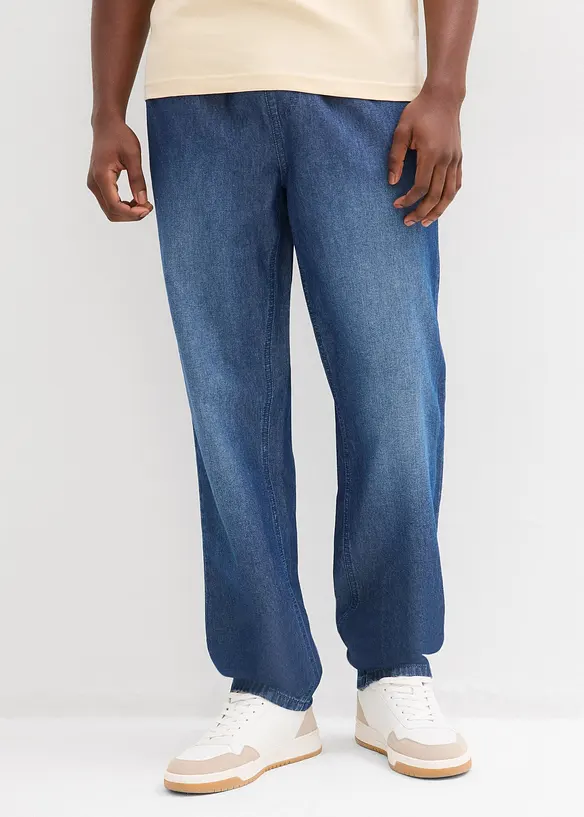 Lot de 2 jeans classiques &agrave; taille &eacute;lastiqu&eacute;e en denim estival, bonprix