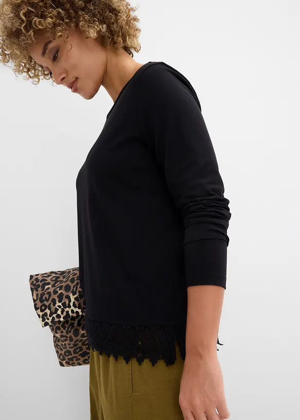 Lot de 2&nbsp;T-shirts manches longues 100% coton, bonprix