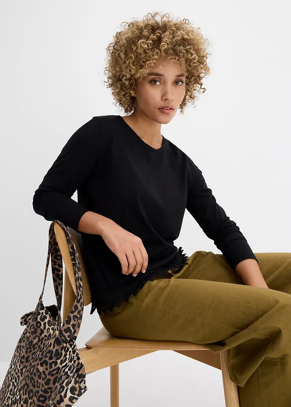 Lot de 2&nbsp;T-shirts manches longues 100% coton, bonprix