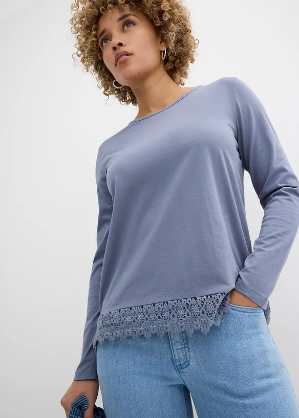 Lot de 2&nbsp;T-shirts manches longues 100% coton, bonprix