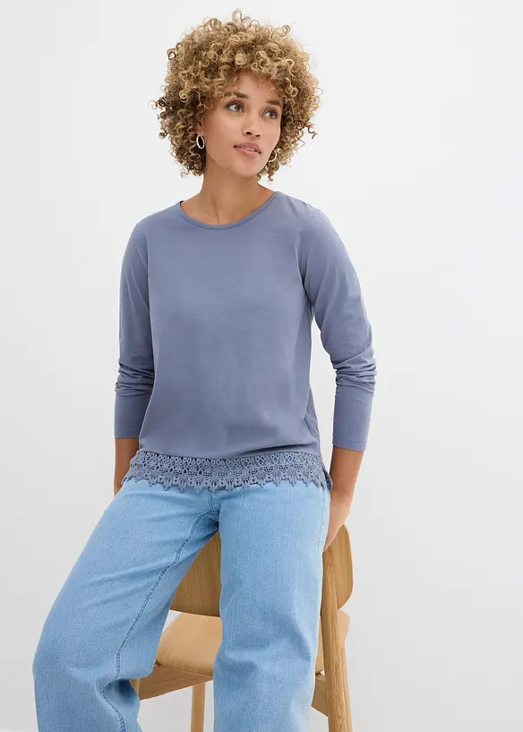 Lot de 2&nbsp;T-shirts manches longues 100% coton, bonprix