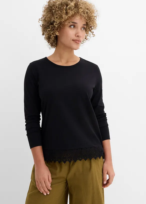 Lot de 2&nbsp;T-shirts manches longues 100% coton, bonprix