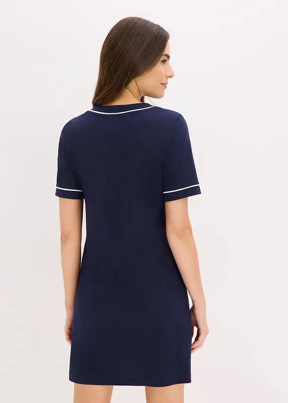 Chemise de nuit courte et boutonn&eacute;e 100% coton, bonprix